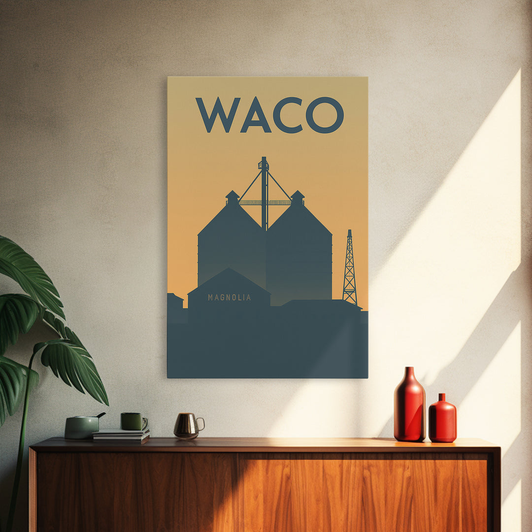 Waco Travel Poster, Canvas Print, Vintage City Poster Art, Waco Art Print, Mid Century Wall Art, Vintage City Poster, Vintage Travel Art