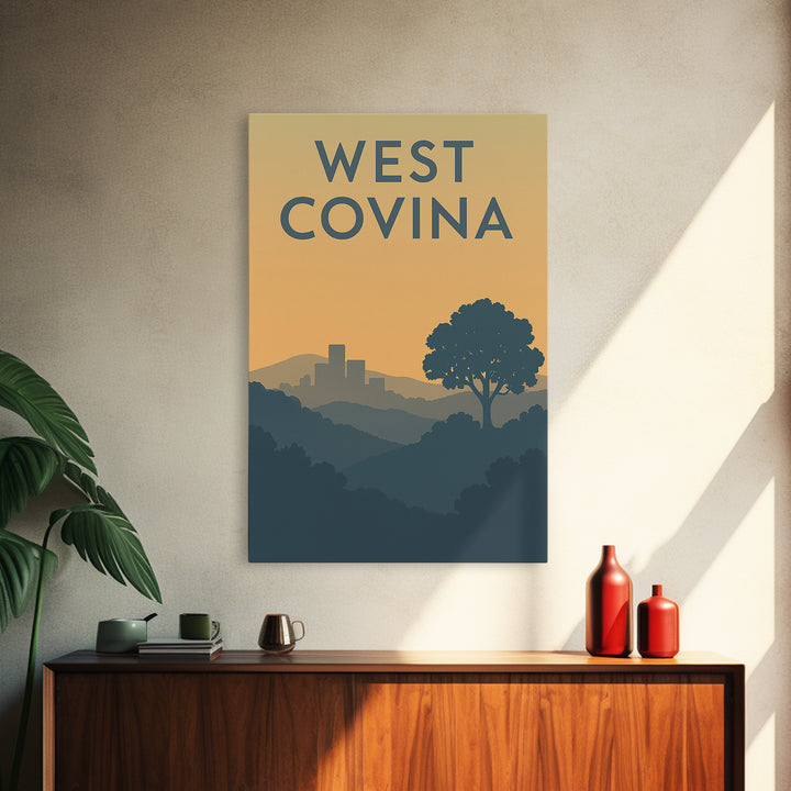 West Covina California Travel Poster, Canvas Print, Mid Century Travel Art, West Covina Wall Art, Wall Art, Fine Art Print, Travel Print