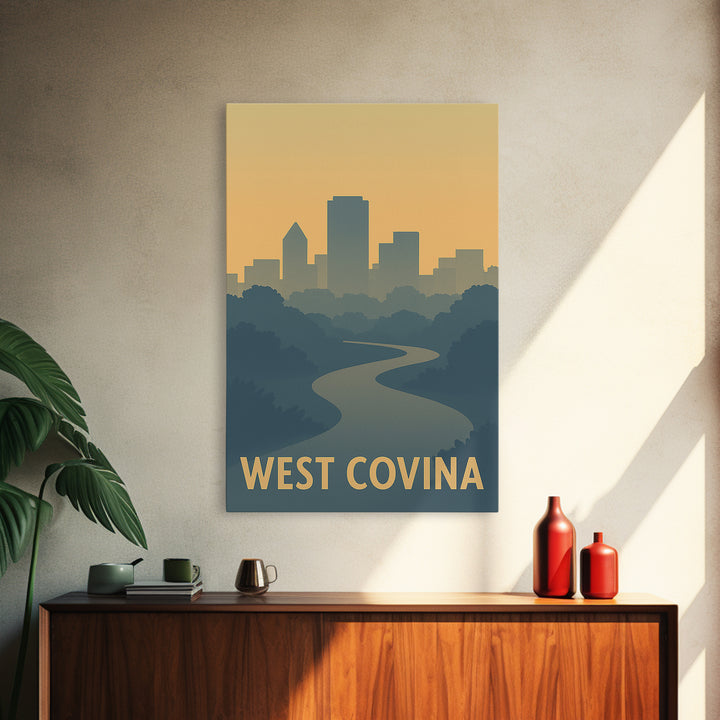 West Covina Travel Poster, Canvas Print, Mid Century Travel Art, West Covina Poster Print, City Art Print, Travel Art Print, Travel Print