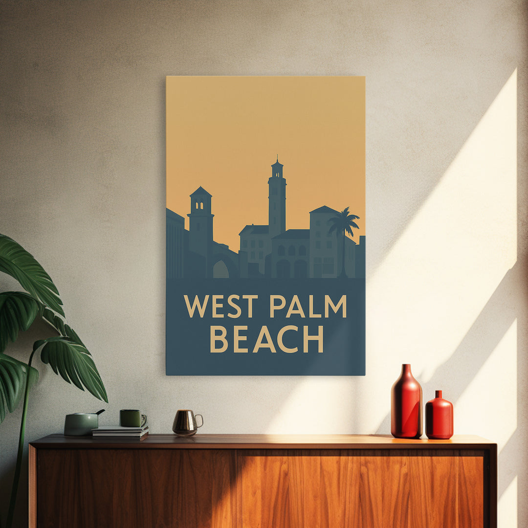 West Palm Beach Florida Travel Poster, Canvas Print, Retro Wall Art, West Palm Beach Wall Art, Travel Wall Art, Retro Travel Print