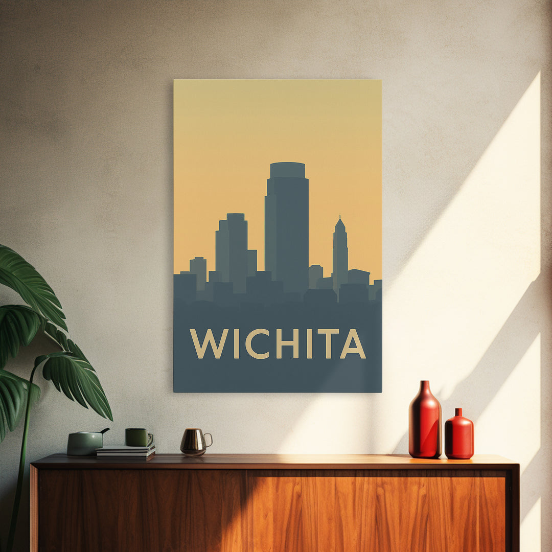 Wichita Travel Poster, Canvas Print, Mid Century Travel Art, Wichita City Art, Travel Wall Art, Travel Art Print, Wanderlust Decor