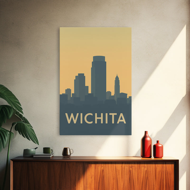 Wichita Travel Poster, Canvas Print, Mid Century Travel Art, Wichita City Art, Travel Wall Art, Travel Art Print, Wanderlust Decor