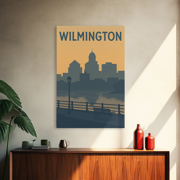 Wilmington Travel Poster, Framed Canvas Print, Mid Century Travel Art, Wilmington Art Print, Fine Art Print, City Travel Prints