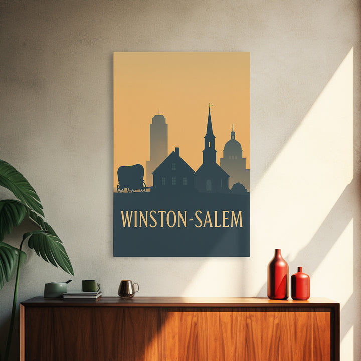 Winston Salem North Carolina Travel Poster, Canvas Print, Retro Wall Art, Winston Salem Art Print, Gift For Travelers, Vintage City Poster