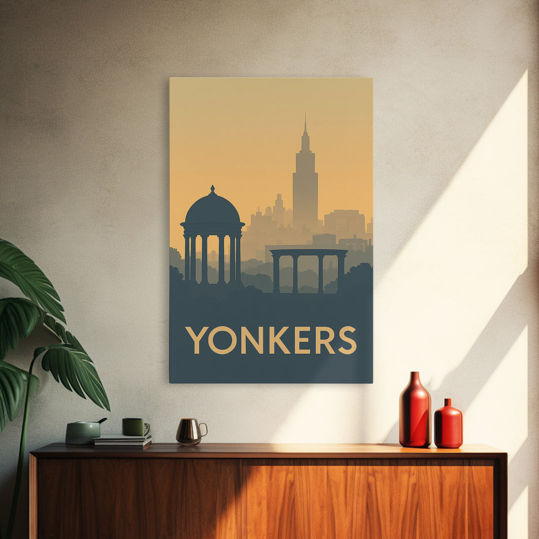 Yonkers Travel Poster, Framed Canvas Print, Minimalist Retro Wall Art, Yonkers Travel Art, Vintage Travel Print, City Travel Prints