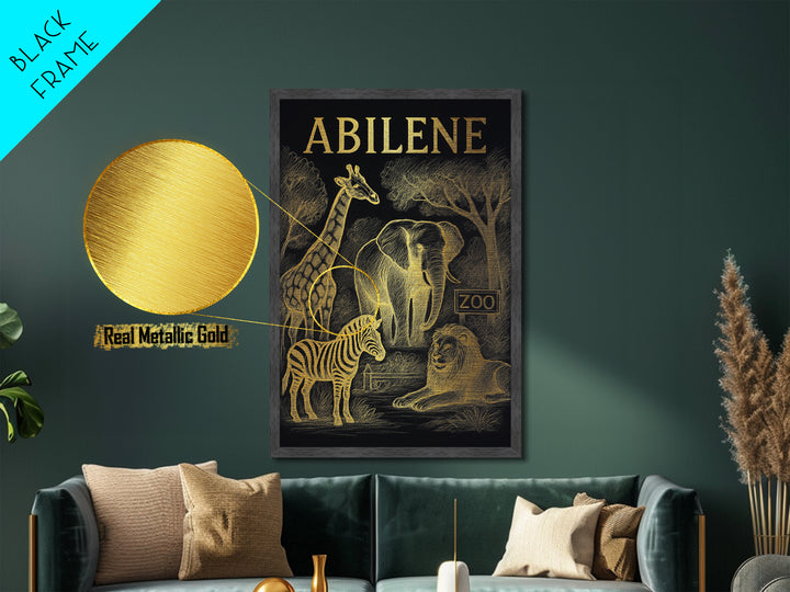 Abilene Texas travel, Metallic Gold Art, Modern House Art, Metal Art, Wood Framed Art, Wanderlust Gift, Travel Art Prints