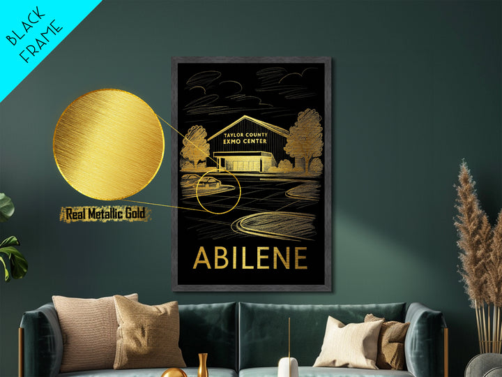 Abilene Texas art, Metallic Gold Print, Travel Art Prints, Metal Art, Wood Framed Art, Adventure Lover Gift, Traveler Gift