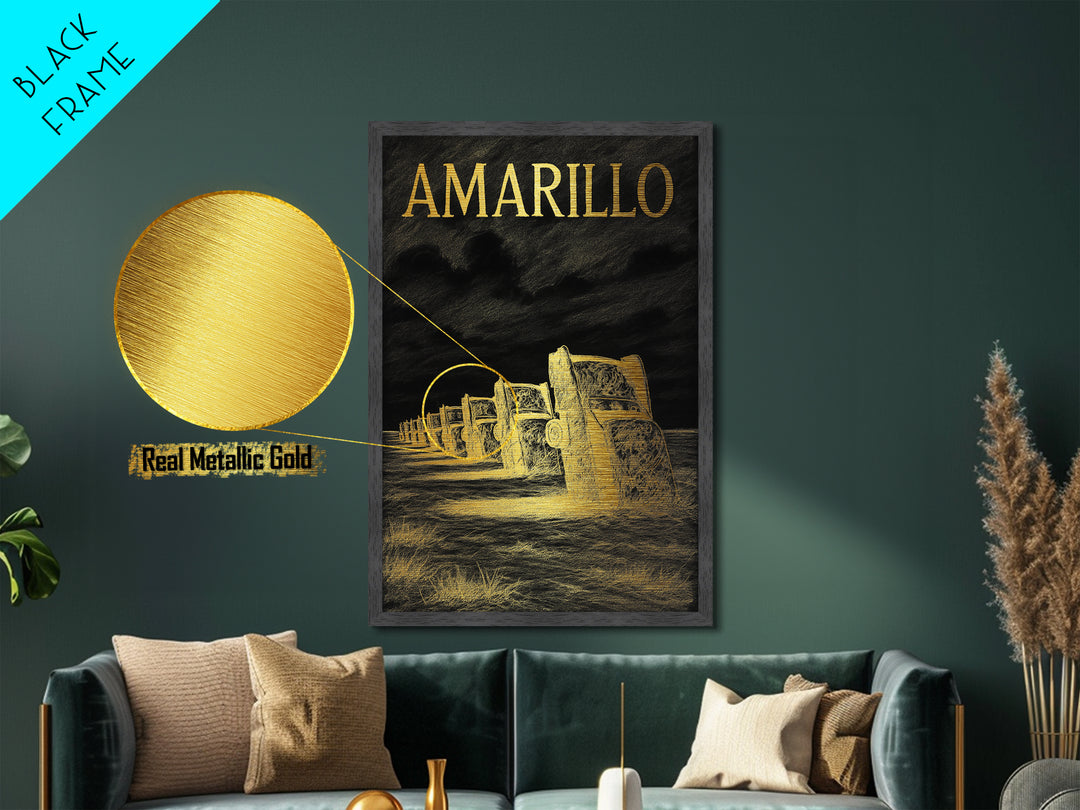 Amarillo Texas travel, Metallic Gold Art, Travel Art Prints, Metal Art, Wood Framed Art, Graduation Travel Gift, Traveler Gift