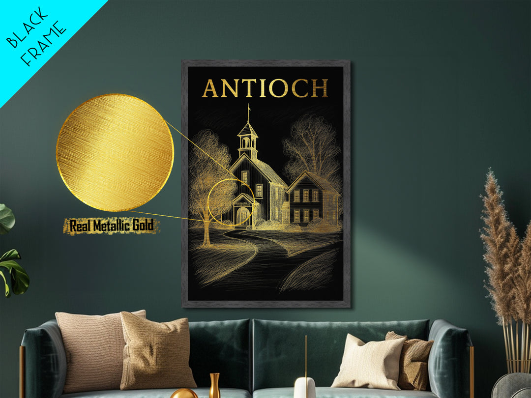 Antioch California travel, Metallic Gold Art, Minimalist Wall Art, Metal Art, Wood Framed Art, Traveler Gift, Destination Gift
