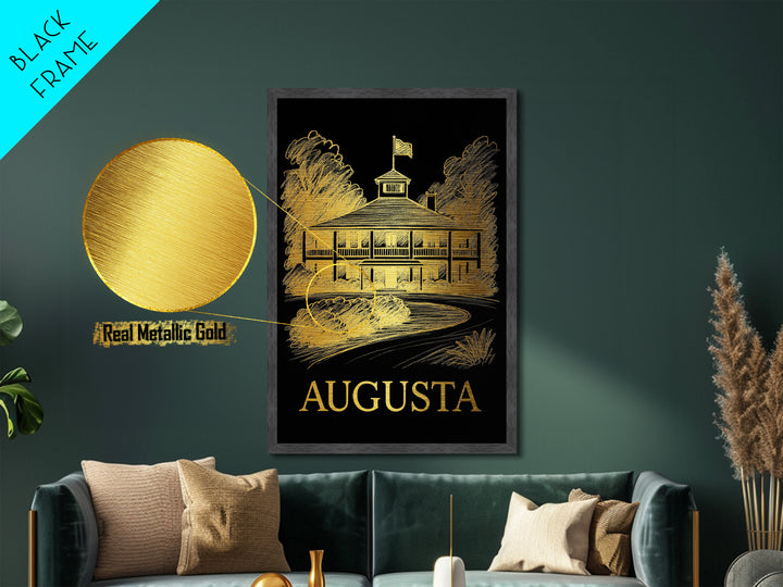 Augusta Georgia art, Metallic Gold Print, Modern House Art, Metal Art, Wood Framed Art, Graduation Travel Gift, Travel Gift