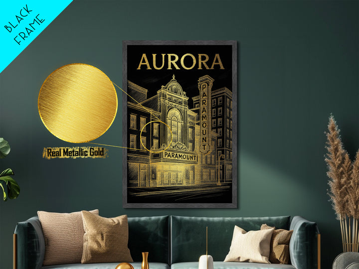 Aurora Colorado art, Metallic Gold Print, Best Friend Gifts, Metal Art, Wood Framed Art, Birthday Travel Gift, Destination Gift