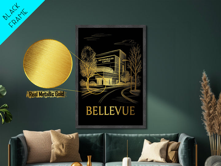 Bellevue Washington art, Metallic Gold Art, Travel Art Prints, Metal Art, Wood Framed Art, Wanderlust Gift, Adventure Lover Gift