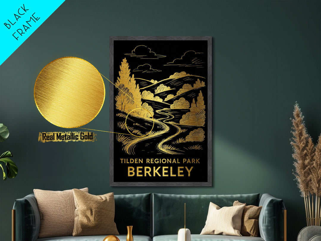 Berkeley California art, Metallic Gold Art, Best Friend Gifts, Metal Art, Wood Framed Art, Birthday Travel Gift, Destination Gift