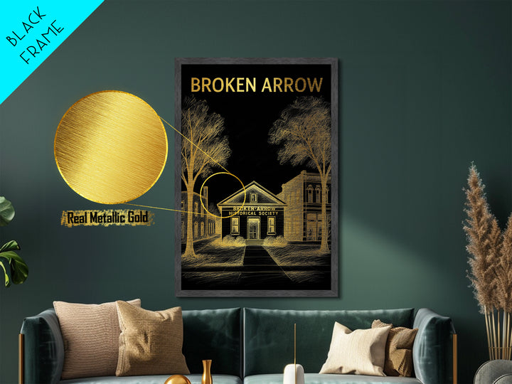 Broken Arrow Oklahoma art, Metallic Gold Art, Travel Art Prints, Metal Art, Wood Framed Art, Adventure Lover Gift, Traveler Gift