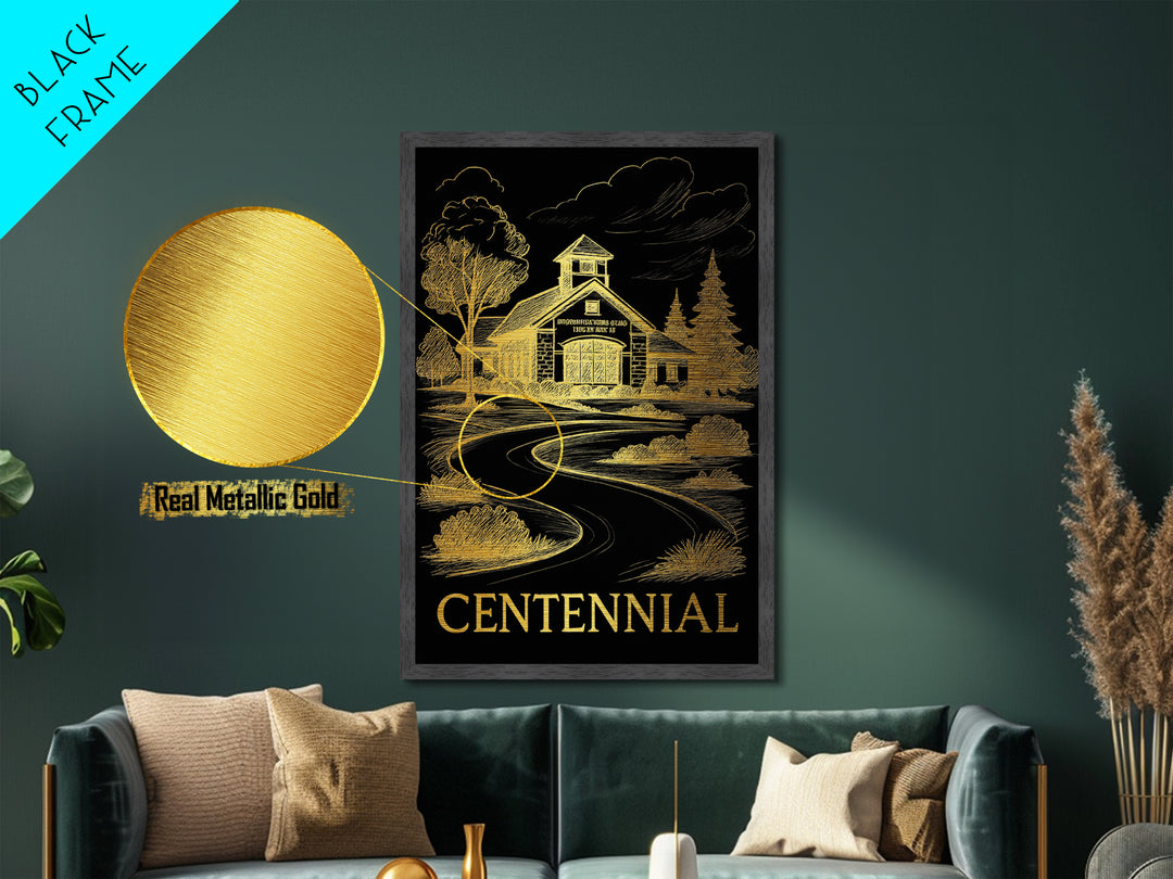 Centennial Colorado art, Metallic Gold Art, Best Friend Gifts, Metal Art, Wood Framed Art, Birthday Travel Gift, Destination Gift