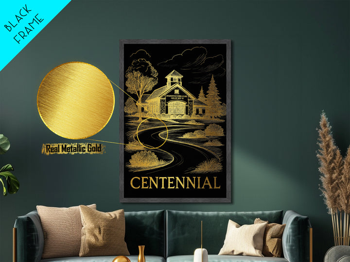 Centennial Colorado art, Metallic Gold Art, Best Friend Gifts, Metal Art, Wood Framed Art, Birthday Travel Gift, Destination Gift