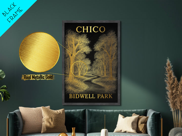 Chico California travel, Metallic Gold Print, Modern House Art, Metal Art, Wood Framed Art, Wanderlust Gift, Travel Art Prints