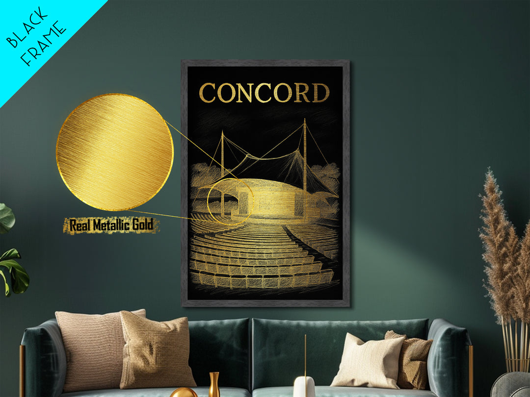 Concord California art, Metallic Gold Art, Office Decor, Metal Art, Wood Framed Art, Graduation Travel Gift, Destination Gift