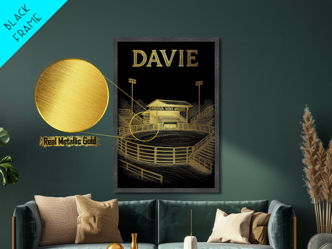 Davie Florida travel, Metallic Gold Print, Modern House Art, Metal Art, Wood Framed Art, Traveler Gift, Destination Gift