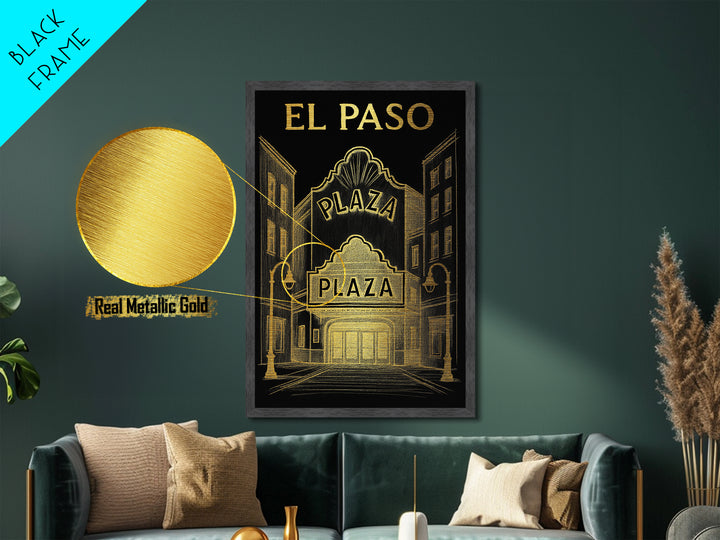 El Paso Texas travel, Metallic Gold Print, Modern House Art, Metal Art, Wood Framed Art, Wanderlust Gift, Travel Art Prints