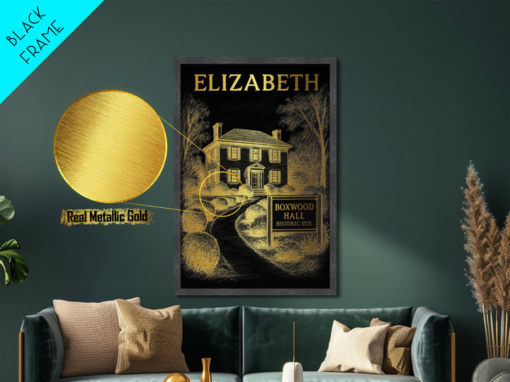 Elizabeth New Jersey travel, Metallic Gold Print, College Dorm Décor, Metal Art, Wood Framed Art, Graduation Travel Gift, Traveler Gift