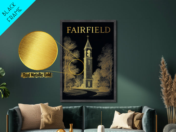 Fairfield California travel, Metallic Gold Print, Modern House Art, Metal Art, Wood Framed Art, Traveler Gift, Destination Gift