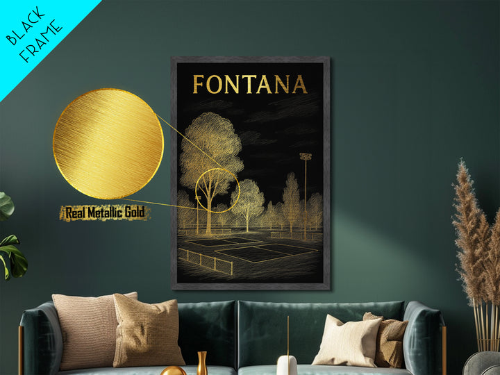 Fontana California travel, Metallic Gold Print, Modern House Art, Metal Art, Wood Framed Art, Wanderlust Gift, Travel Art Prints