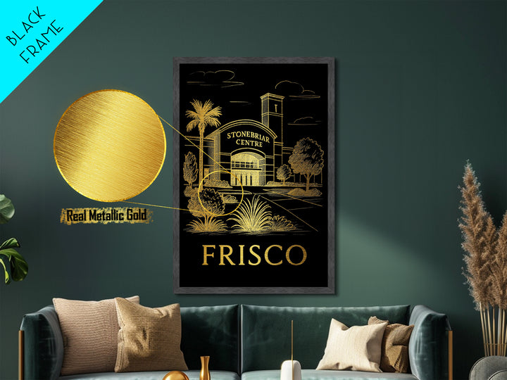 Frisco Texas art, Metallic Gold Art, Best Friend Gifts, Metal Art, Wood Framed Art, Birthday Travel Gift