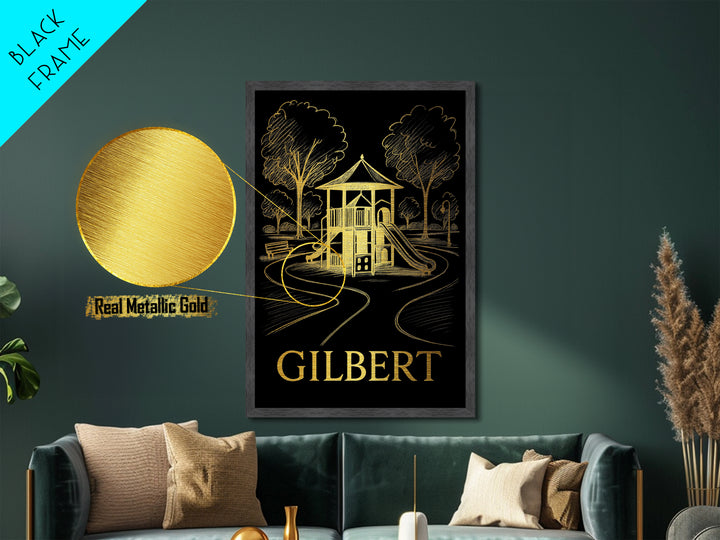 Gilbert Arizona art, Metallic Gold Art, Best Friend Gifts, Metal Art, Wood Framed Art, Birthday Travel Gift