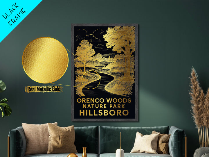 Hillsboro Oregon art, Metallic Gold Art, Modern House Art, Metal Art, Wood Framed Art, Graduation Travel Gift, Travel Gift