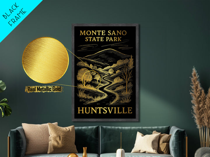 Huntsville Alabama art, Metallic Gold Art, Modern House Art, Metal Art, Wood Framed Art, Graduation Travel Gift, Travel Gift