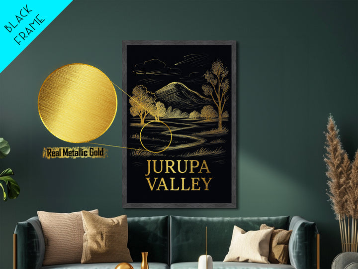 Jurupa Valley California art, Metallic Gold Art, Housewarming Gift, Metal Art, Wood Framed Art, Newlywed Travel Gift, Honeymoon Gift