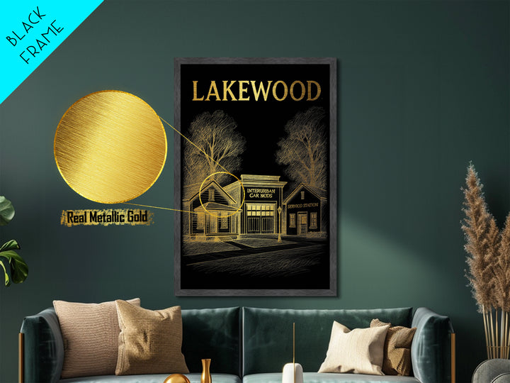 Lakewood Colorado travel, Metallic Gold Print, Modern House Art, Metal Art, Wood Framed Art, Traveler Gift, Destination Gift