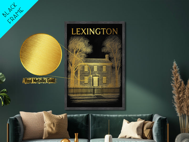 Lexington Kentucky travel, Metallic Gold Print, College Dorm Décor, Metal Art, Wood Framed Art, Graduation Travel Gift, Traveler Gift