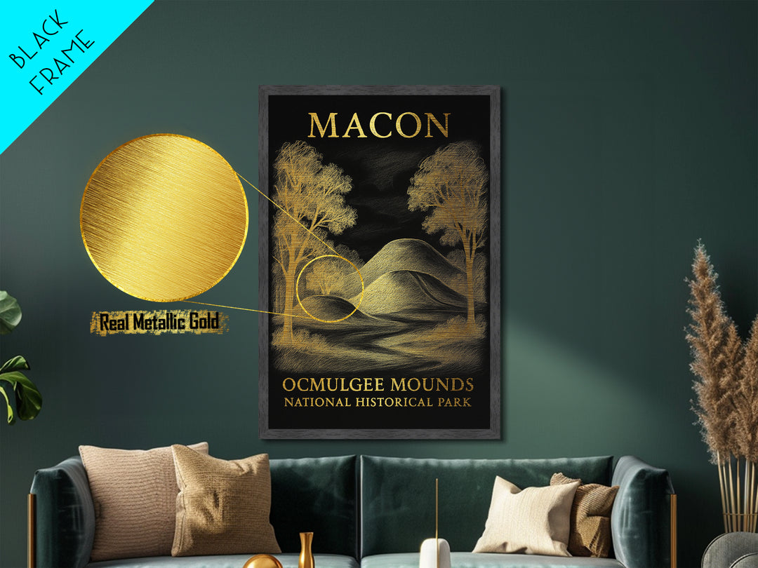 Macon Georgia art, Metallic Gold Art, Closing Gift, Metal Art, Wood Framed Art, Anniversary Travel Gift