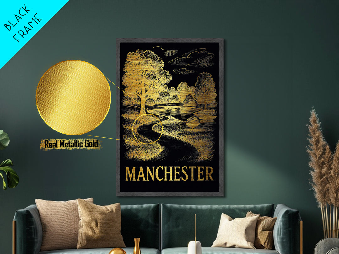Manchester New Hampshire art, Metallic Gold Art, Modern House Art, Metal Art, Wood Framed Art, Graduation Travel Gift