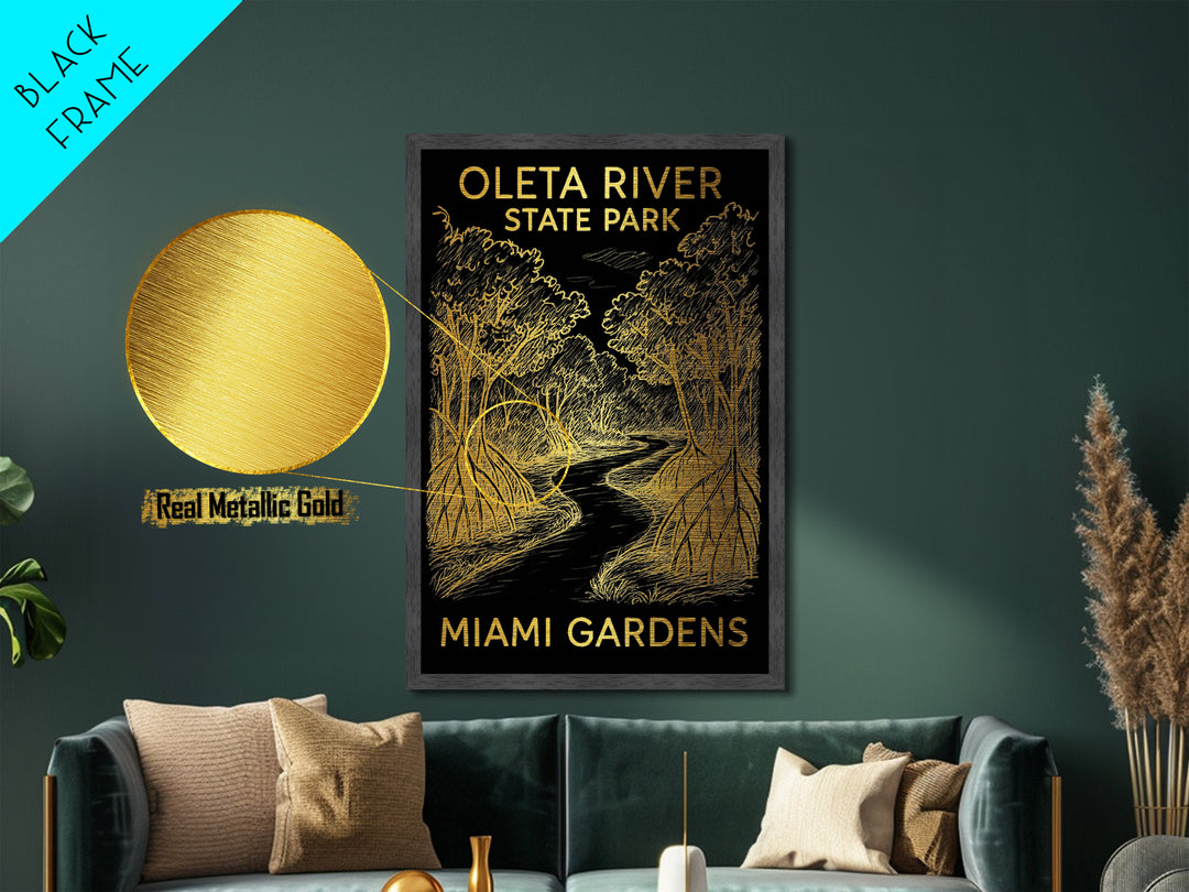 Miami Gardens Florida art, Metallic Gold Art, Travel Art Prints, Metal Art, Wood Framed Art, Adventure Lover Gift