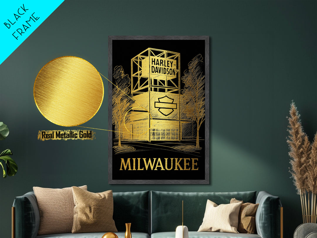 Milwaukee Wisconsin art, Metallic Gold Art, Best Friend Gifts, Metal Art, Wood Framed Art, Birthday Travel Gift
