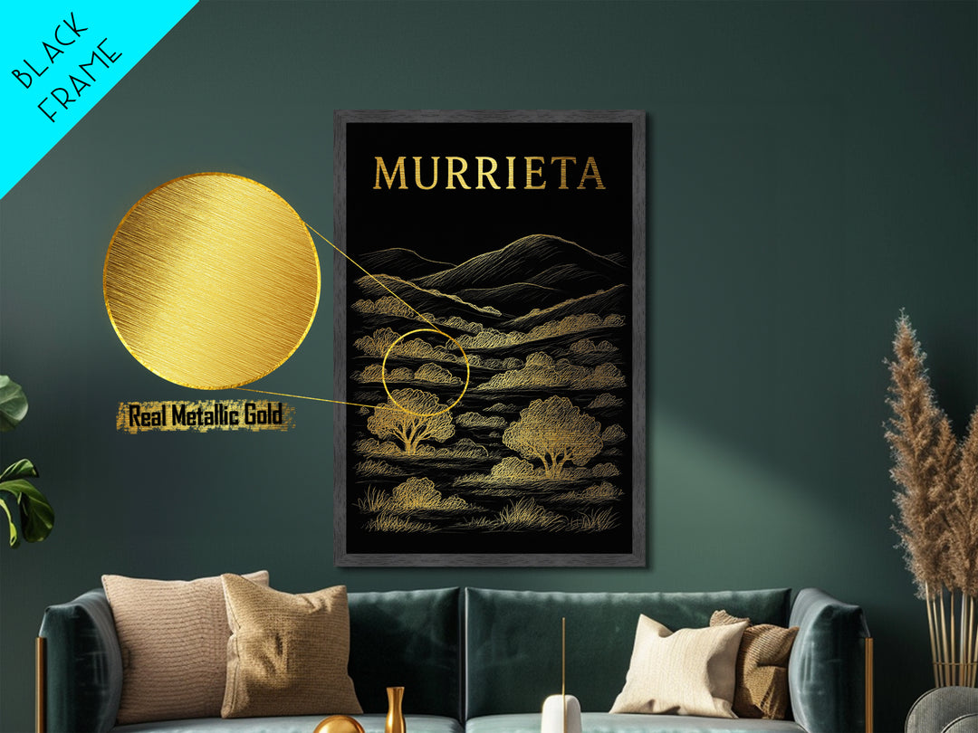 Murrieta California travel, Metallic Gold Print, Modern House Art, Metal Art, Wood Framed Art, Wanderlust Gift, Travel Art Prints