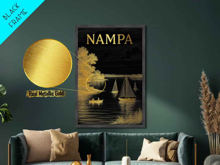 Nampa Idaho travel, Metallic Gold Print, Modern House Art, Metal Art, Wood Framed Art, Traveler Gift, Destination Gift