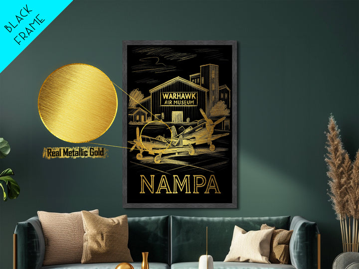 Nampa Idaho art, Metallic Gold Art, Modern House Art, Metal Art, Wood Framed Art, Graduation Travel Gift, Travel Gift