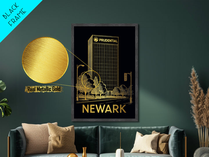 Newark New Jersey art, Metallic Gold Art, Travel Art Prints, Metal Art, Wood Framed Art, Adventure Lover Gift, Traveler Gift