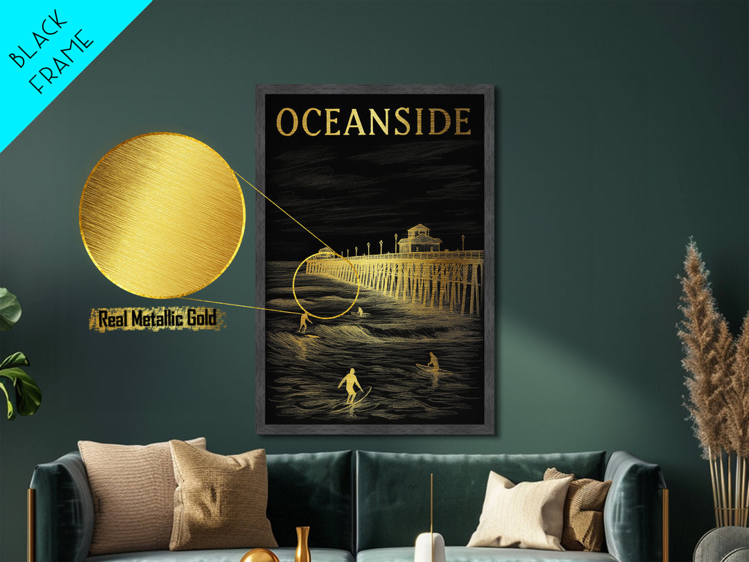 Oklahoma City Oklahoma travel, Metallic Gold Print, Closing Gift, Metal Art, Wood Framed Art, Anniversary Gift, Retirement Travel Gift