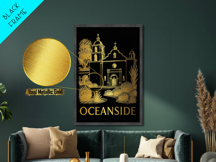 Oklahoma City Oklahoma art, Metallic Gold Art, Office Decor, Metal Art, Wood Framed Art, Graduation Travel Gift, Destination Gift