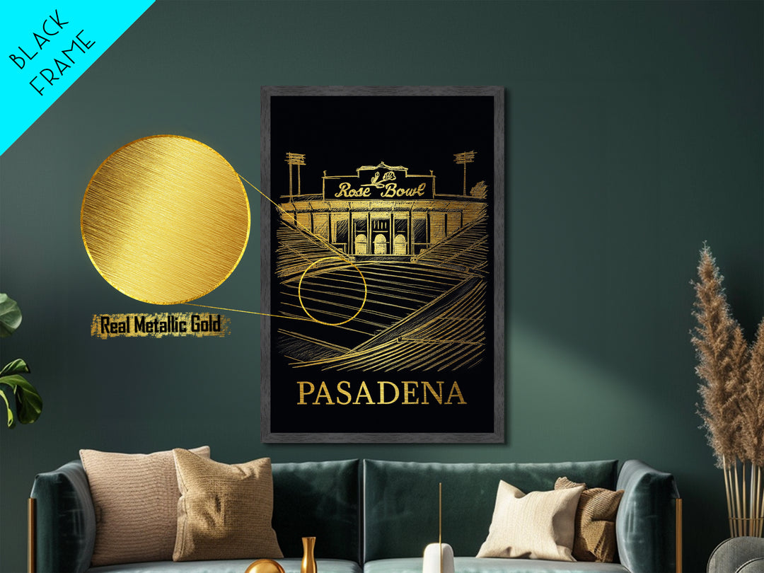Pasadena Texas art, Metallic Gold Art, Travel Art Prints, Metal Art, Wood Framed Art, Adventure Lover Gift, Traveler Gift