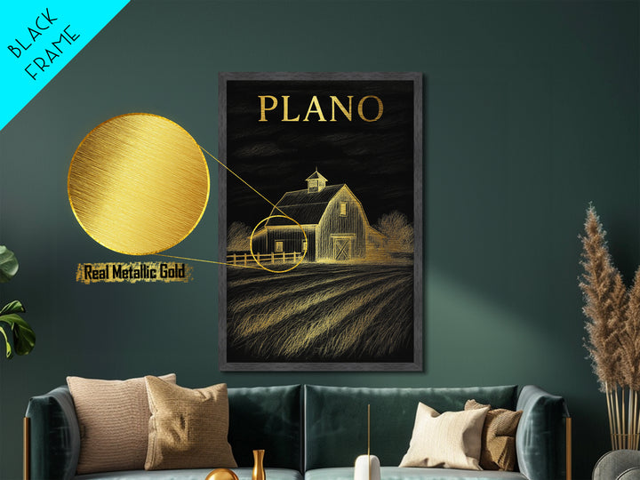 Plano Texas travel, Metallic Gold Print, Closing Gift, Metal Art, Wood Framed Art, Anniversary Travel Gift, Retirement Travel Gift