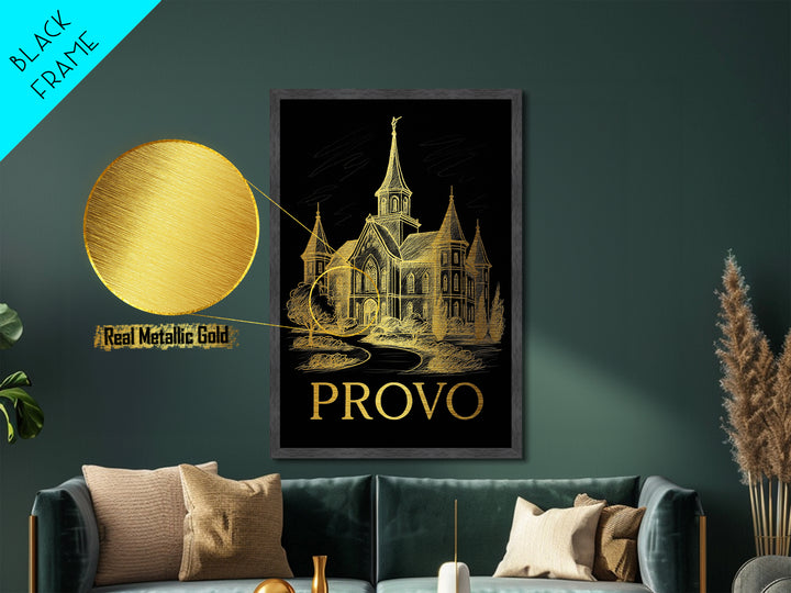 Provo Utah art, Metallic Gold Art, Travel Art Prints, Metal Art, Wood Framed Art, Adventure Lover Gift, Traveler Gift