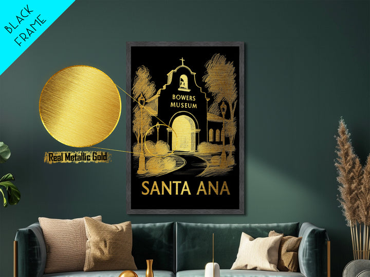 Santa Ana California art, Metallic Gold Art, Modern House Art, Metal Art, Wood Framed Art, Graduation Travel Gift, Travel Gift
