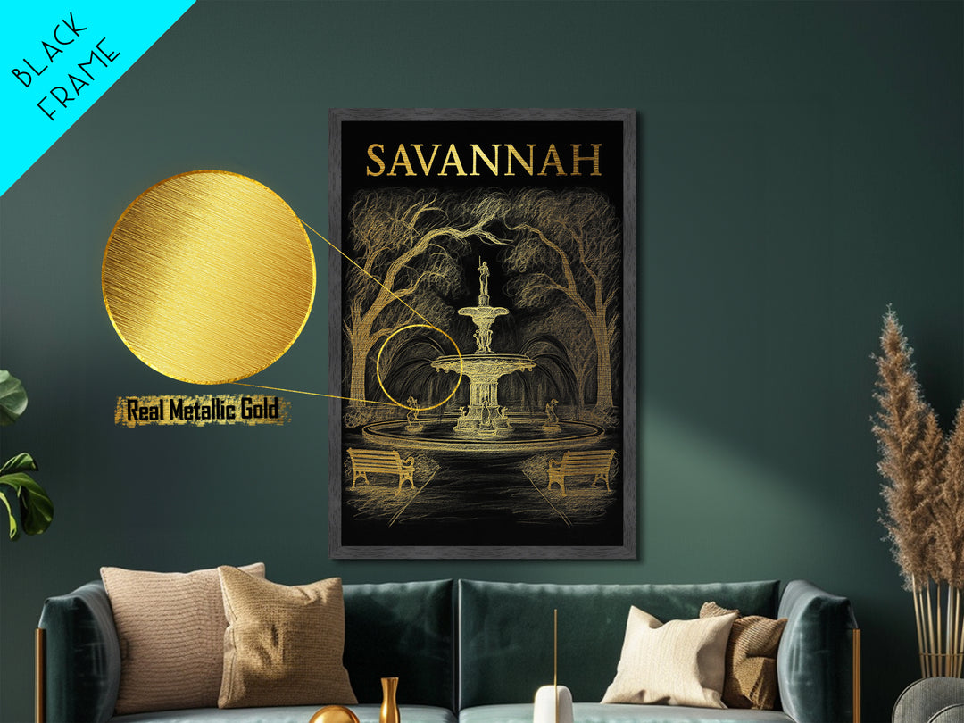 Savannah Georgia travel, Metallic Gold Art, Modern House Art, Metal Art, Wood Framed Art, Graduation Travel Gift, Travel Gift