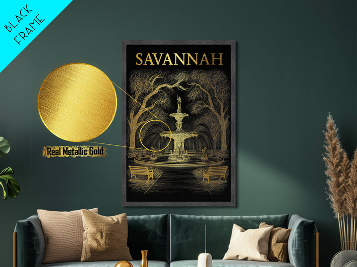 Savannah Georgia travel, Metallic Gold Art, Modern House Art, Metal Art, Wood Framed Art, Graduation Travel Gift, Travel Gift